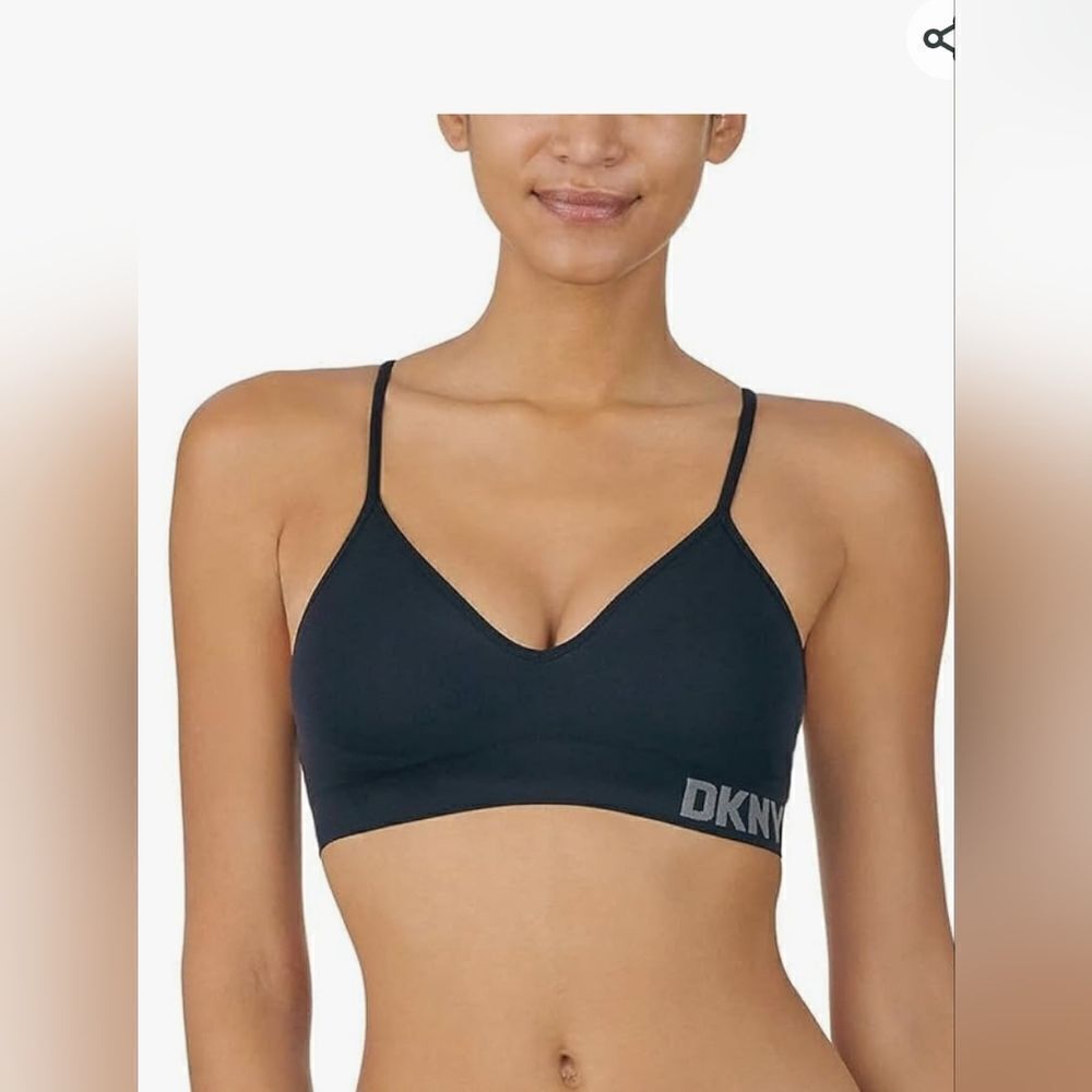 DKNY L Ladies' Black Seamless Bralette Wire Free Bra Soft Stretch Fabric
